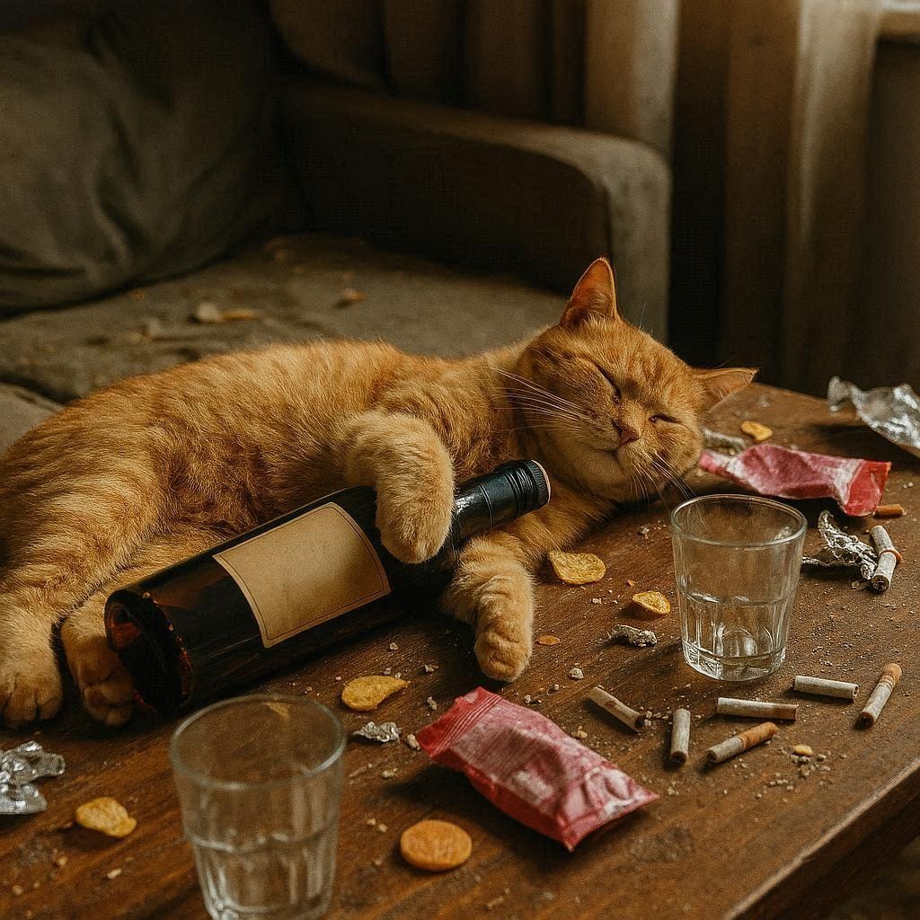 飲み会する猫