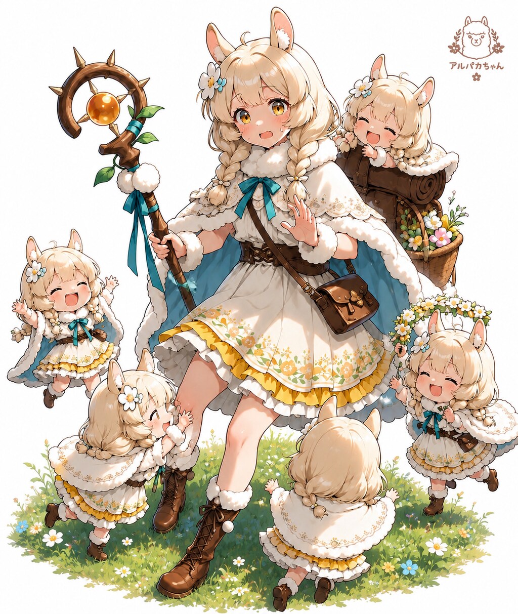 アルパカちゃんとちびキャラ