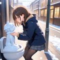 道端にトイレの雪像 3枚目