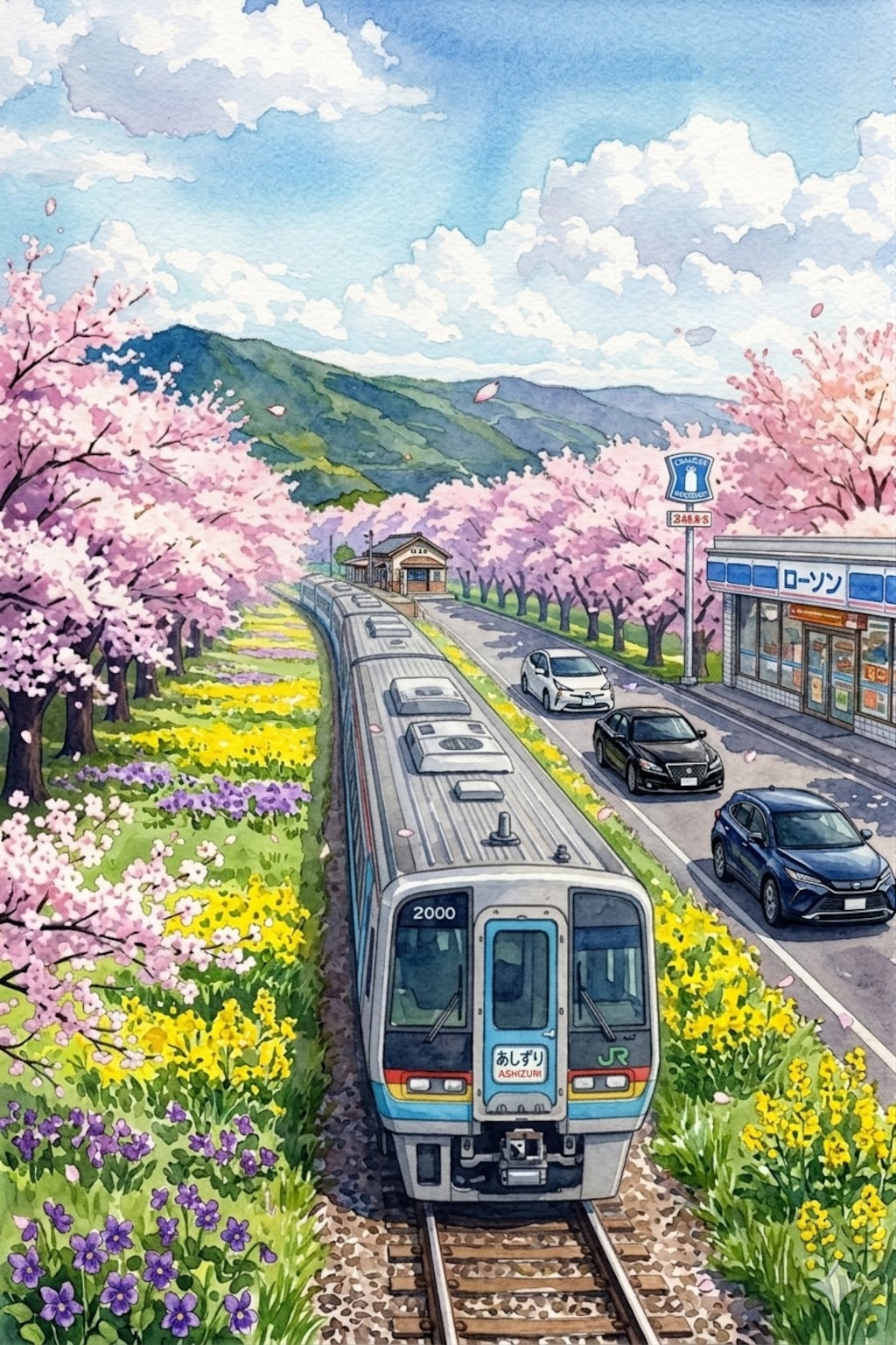 山が見える（トヨタ車が見える）