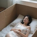 透明のフィルムで梱包されて汗だくな女の子 7枚目