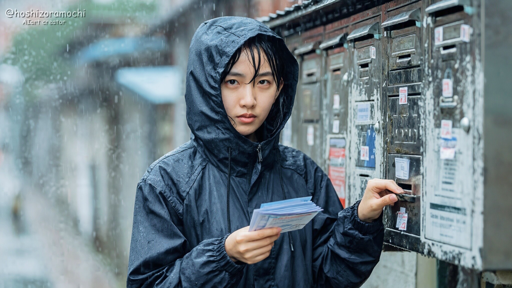 雨の街で、待ちわびた手紙を開ける☔