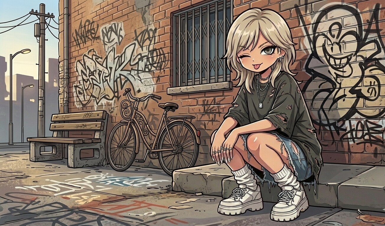 ダメージ加工ファッション（ゆな）