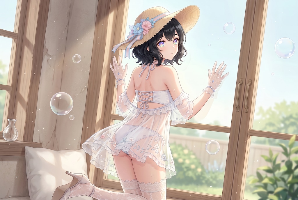 花帽子揺夏窓