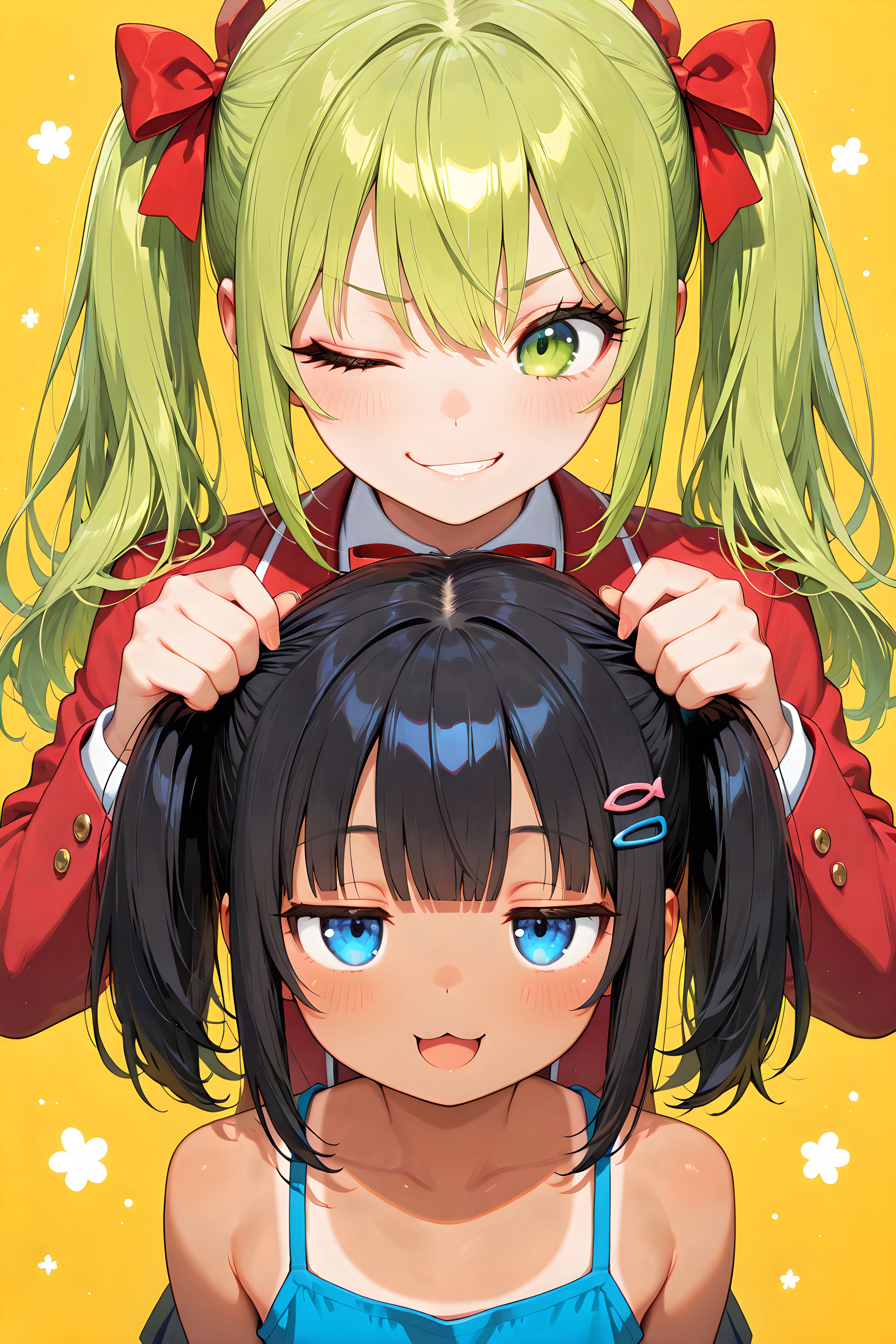 あおいさんに手ツインテしもらうこなつ