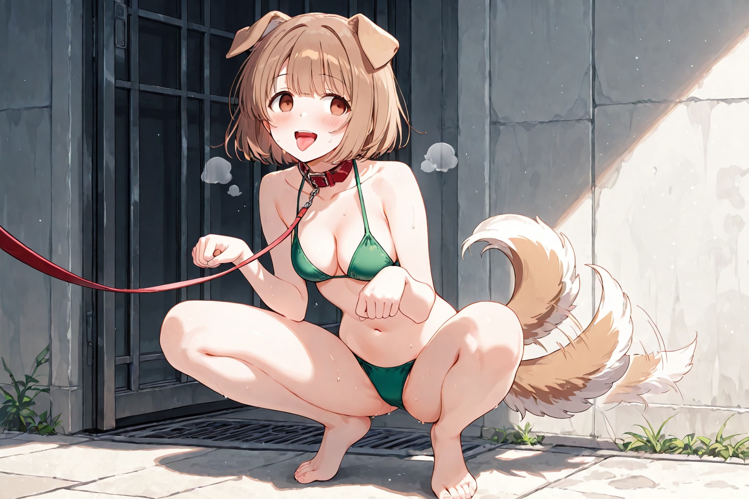 「待て」の練習中