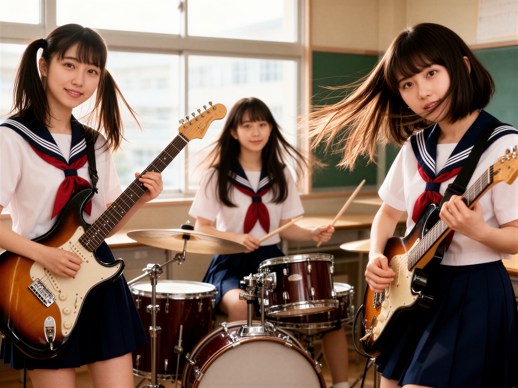 軽音楽部の女子高生