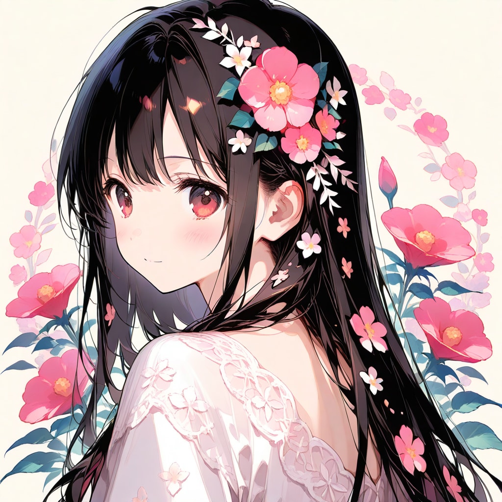 flower patterned hair | の人気AIイラスト・グラビア