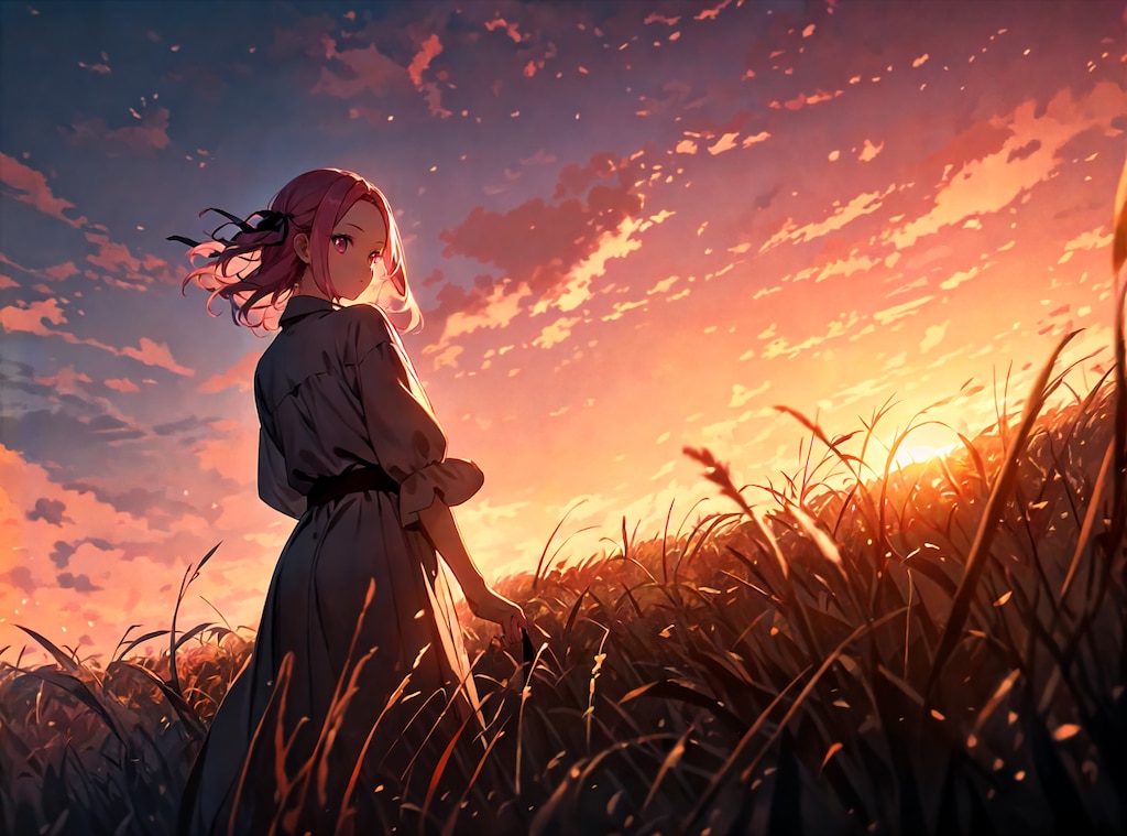 オレンジ色の草原