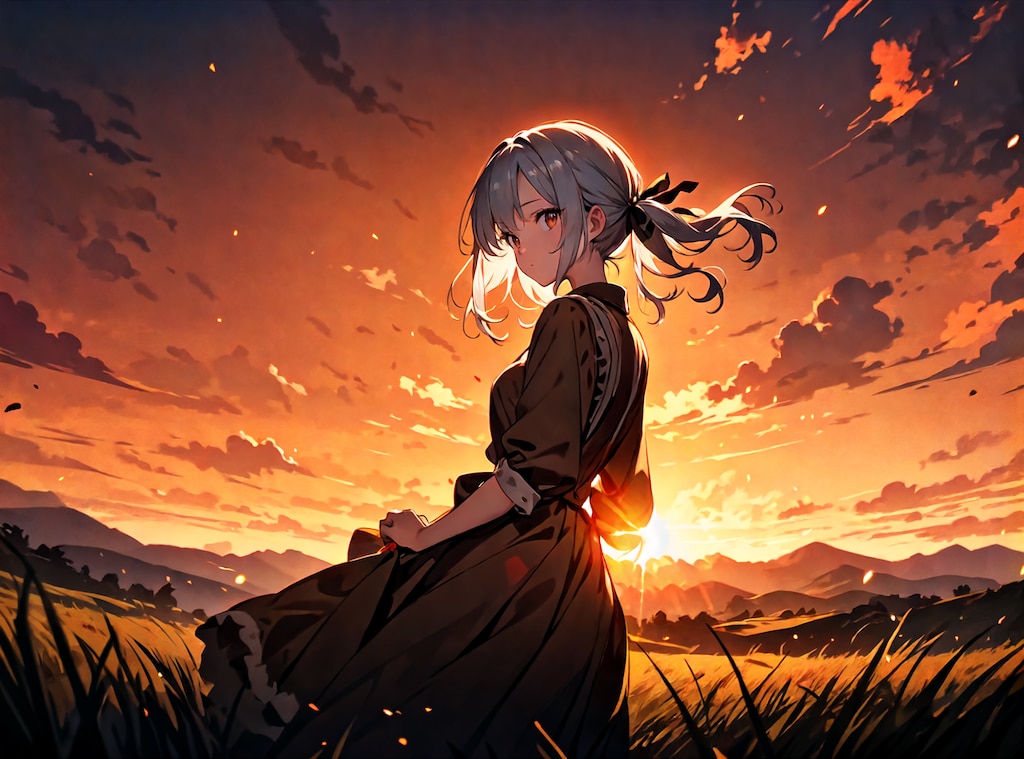 オレンジ色の草原