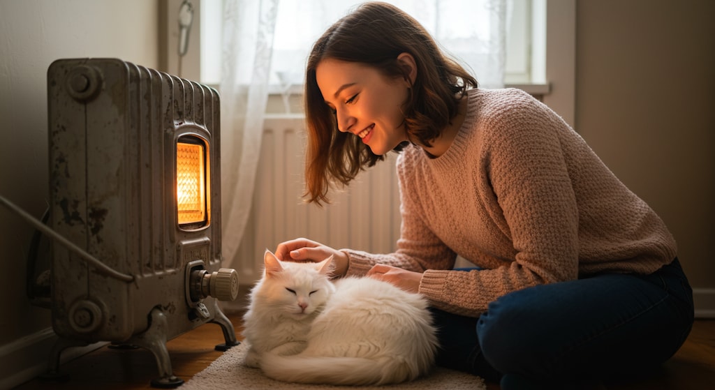 ヒーターに近い猫