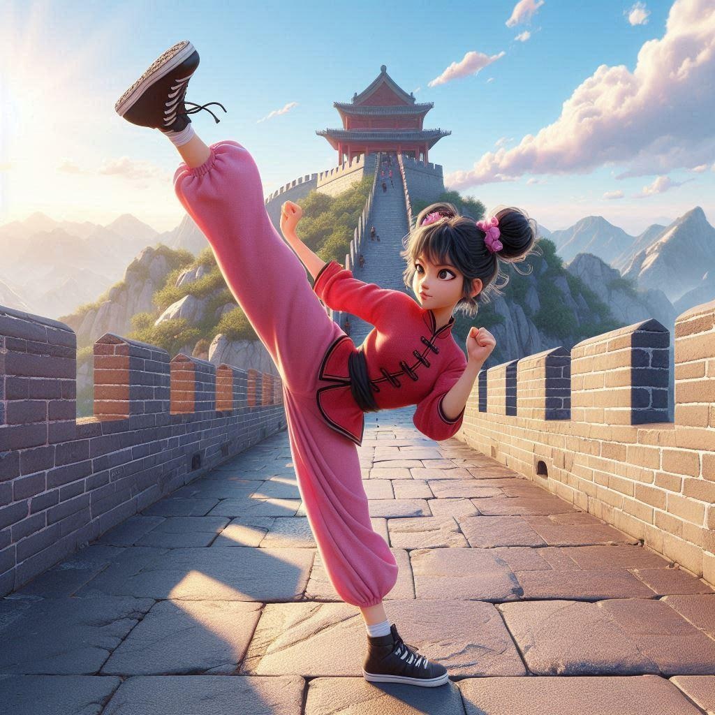 （CGアニメ映画風）カンフーっ娘♪・・（AIイラストに過程ありｗ実はこれR-15投稿品の雛形です）