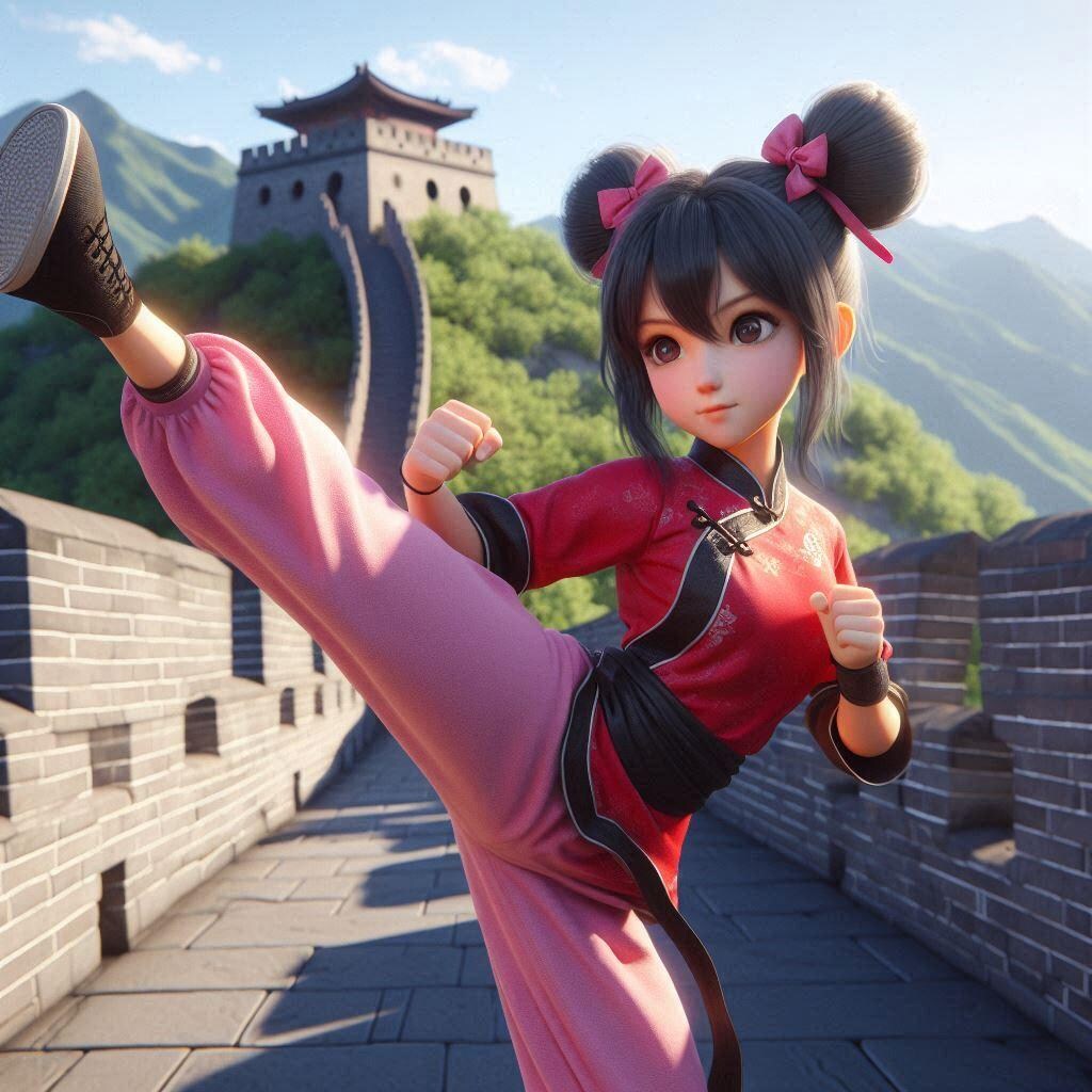 （CGアニメ映画風）カンフーっ娘♪・・（AIイラストに過程ありｗ実はこれR-15投稿品の雛形です）