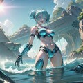 テンション上がって海遊びしまくるメカ娘 2枚目