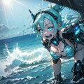テンション上がって海遊びしまくるメカ娘 4枚目