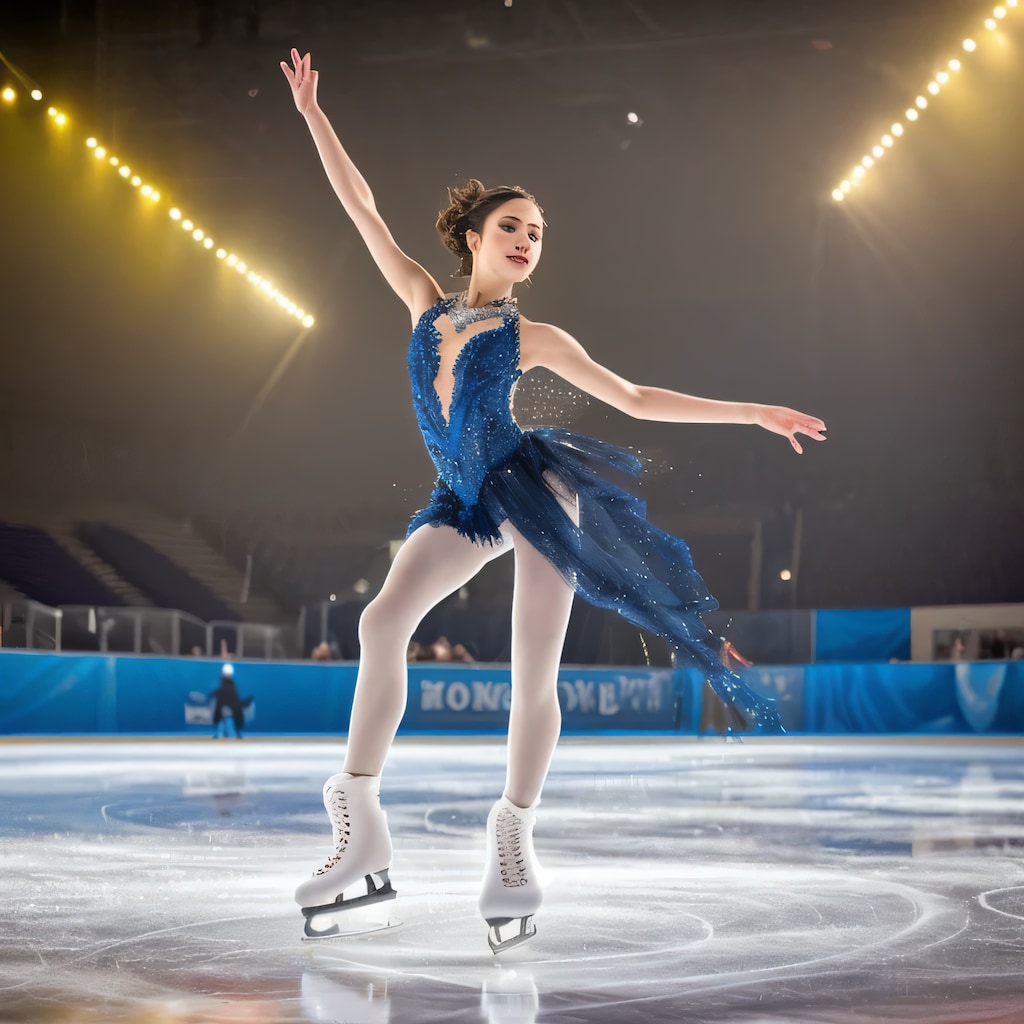 黒髪ロングでアイススケートの美女５２