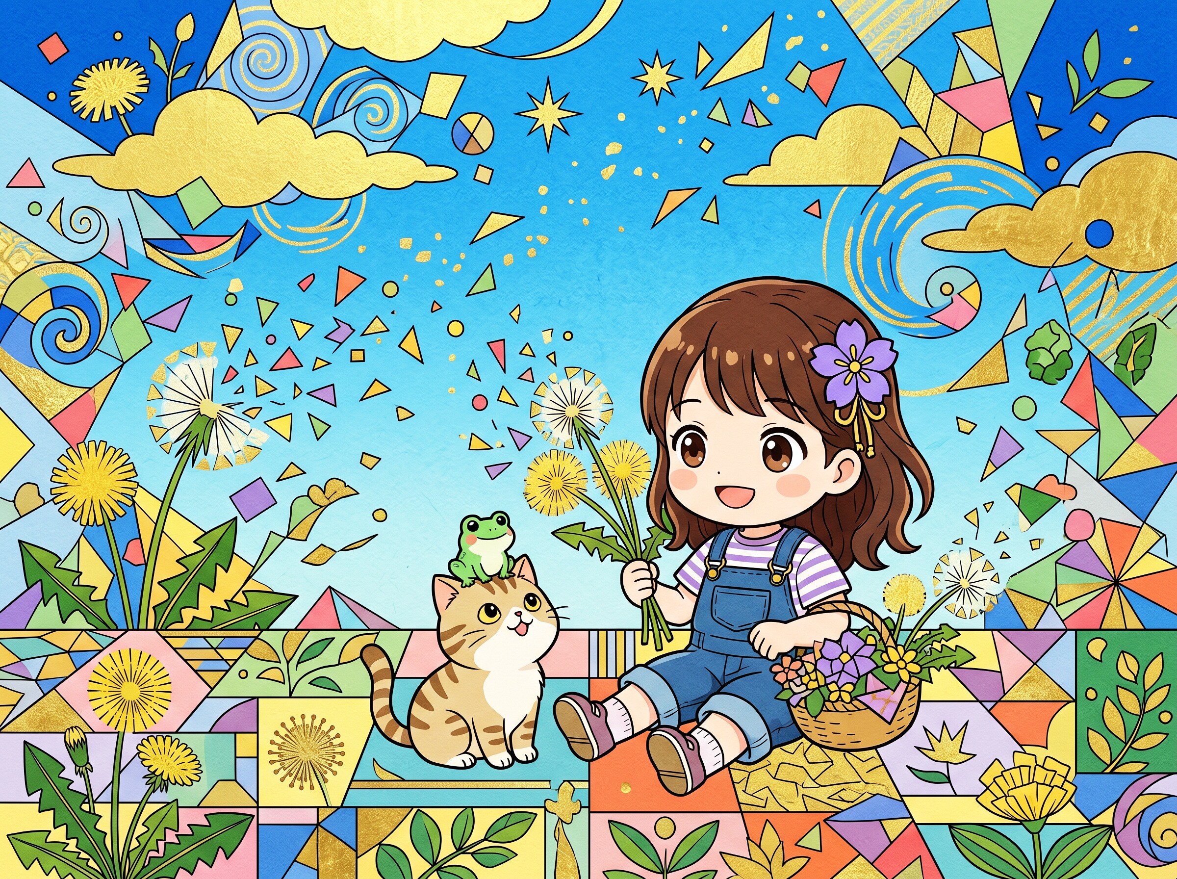 猫と蛙とスミレちゃん | の人気AIイラスト・グラビア
