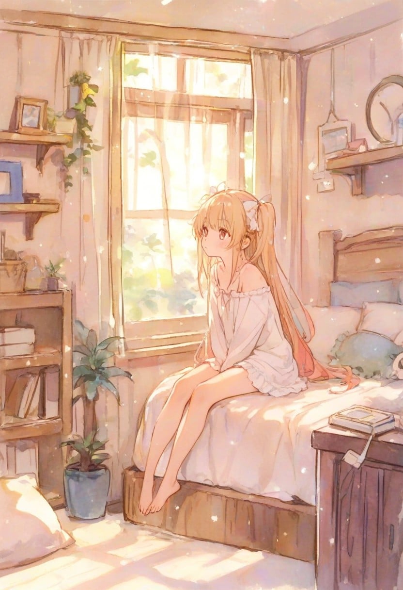 少女の部屋(水彩タッチ)(163)