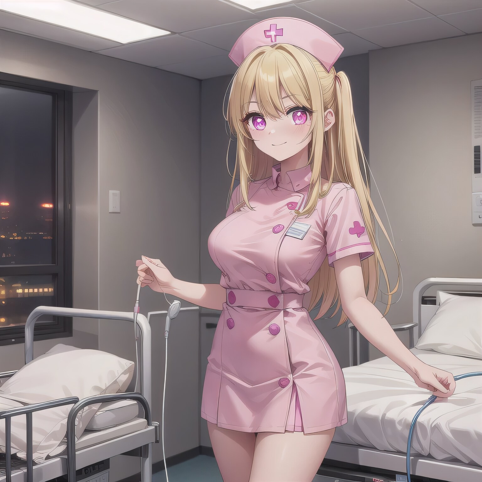 金髪ロングで看護服の少女２ | の人気AIイラスト・グラビア