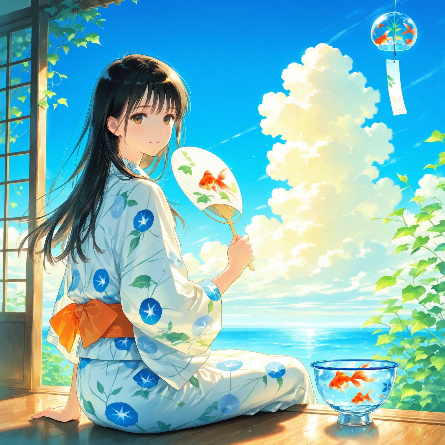 夏の縁側 | の人気AIイラスト・グラビア