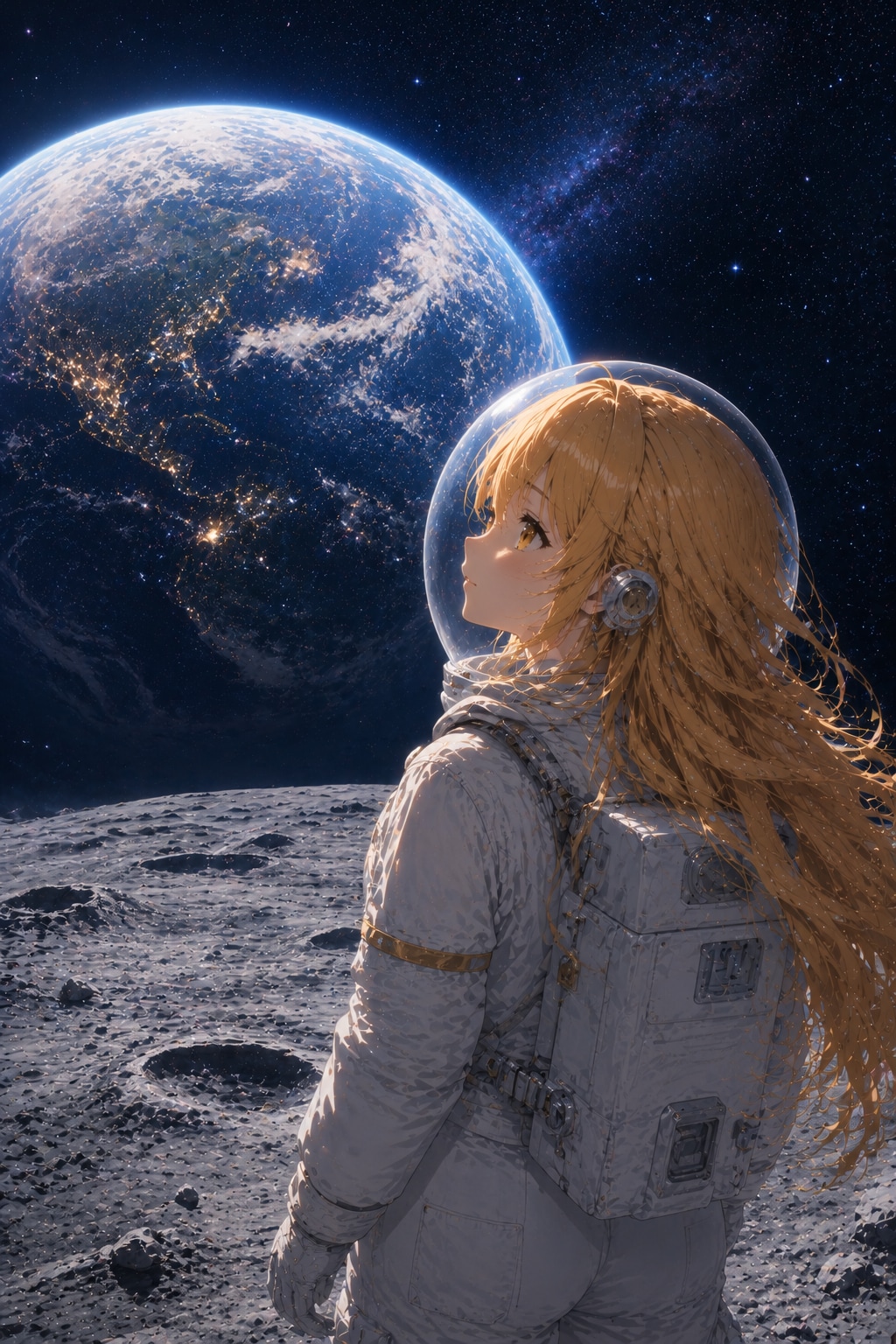 星空を眺める女の子