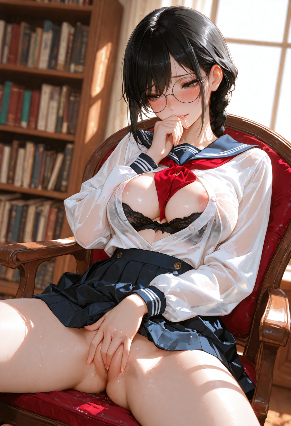 図書室でこっそりオナニー優等生💦