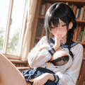 図書室でこっそりオナニー優等生💦 5枚目