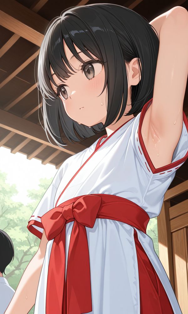 ちっぱい汗だく巫女服ちゃん