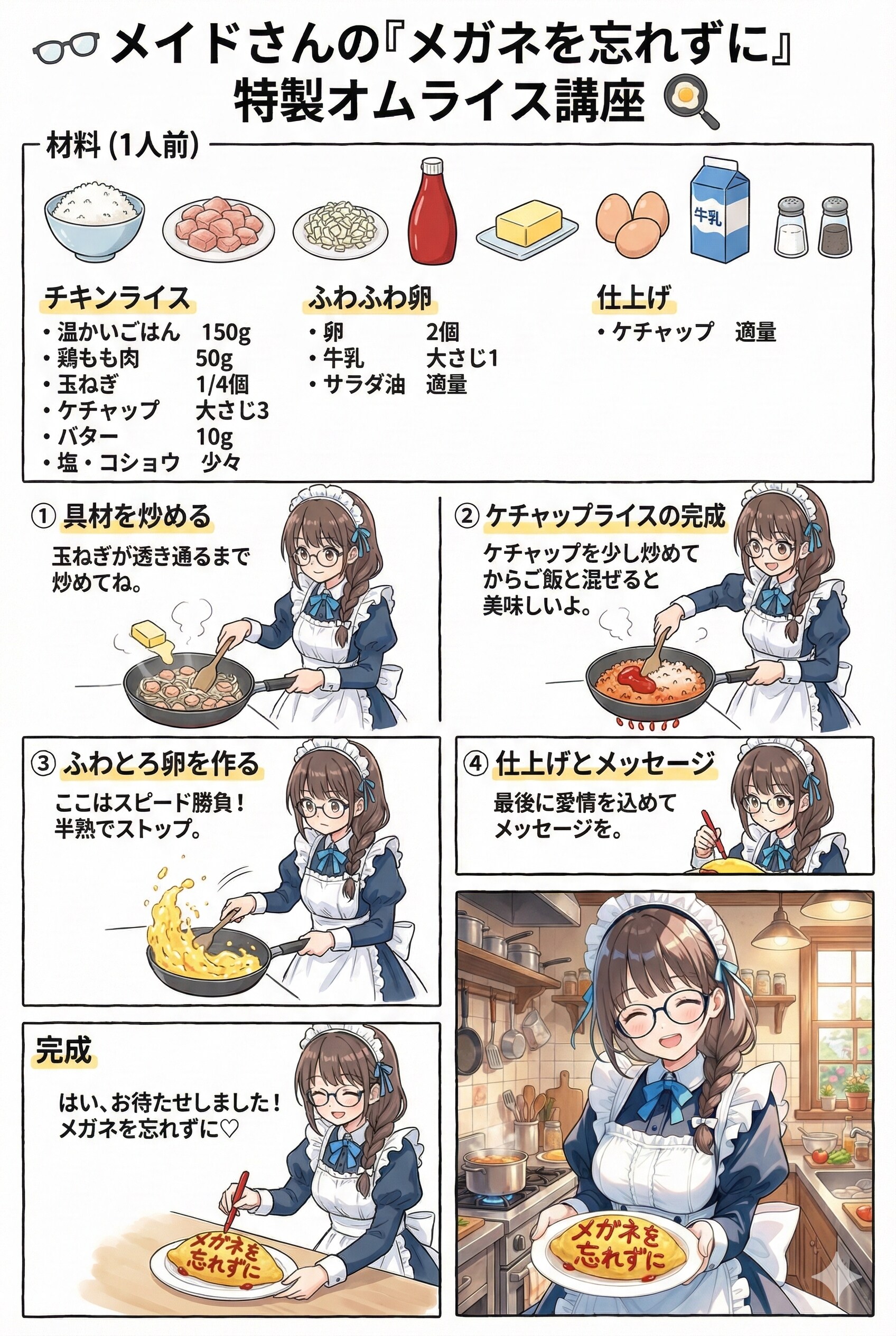 オムライスの(メイドさんの)作り方 | の人気AIイラスト・グラビア