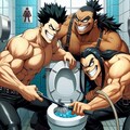 トイレ掃除する三兄弟 4枚目