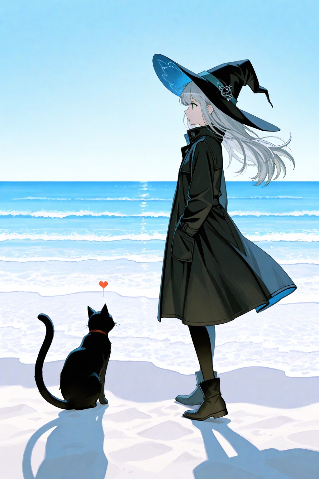 砂浜の魔女と黒猫