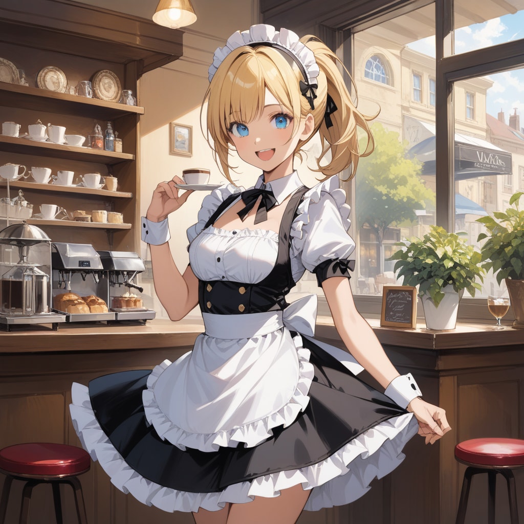 金髪女子　メイドカフェ？