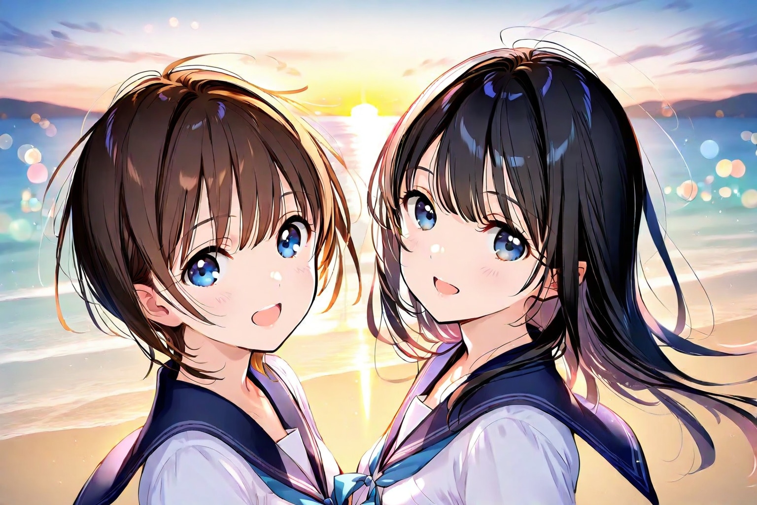 sunset beach(WAVE)(4) | の人気AIイラスト・グラビア