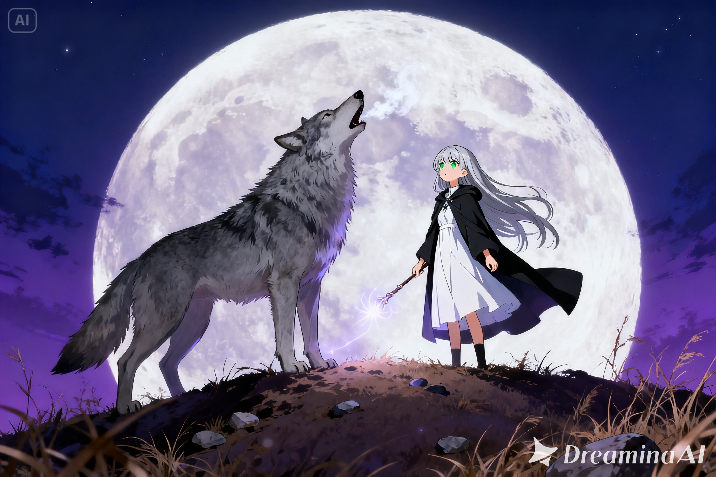 満月とステラちゃん | の人気AIイラスト・グラビア