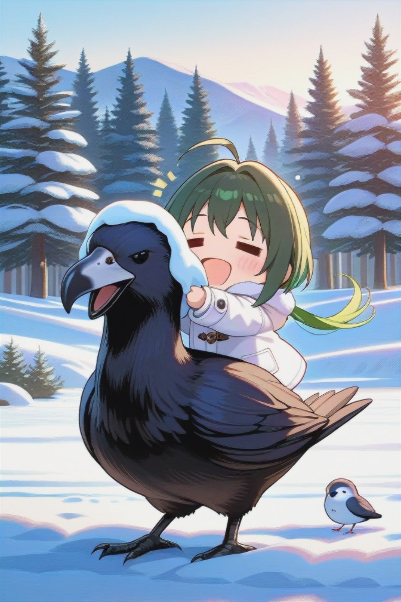 鳥と緑髪ちゃん | の人気AIイラスト・グラビア