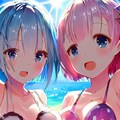 海で遊ぶレム＆ラム（その3） 6枚目