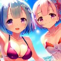 海で遊ぶレム＆ラム（その3） 7枚目