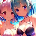 海で遊ぶレム＆ラム（その3） 4枚目