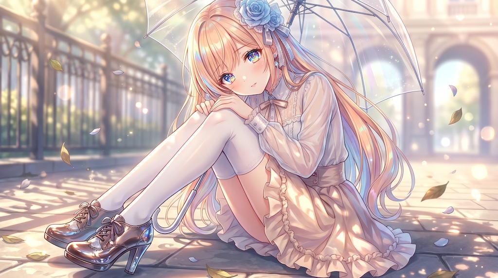 陽彩に揺れる蒼薔薇