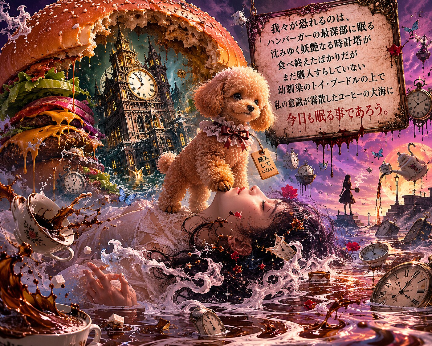 ハンバーガーの最深部に眠る時計塔 | の人気AIイラスト・グラビア