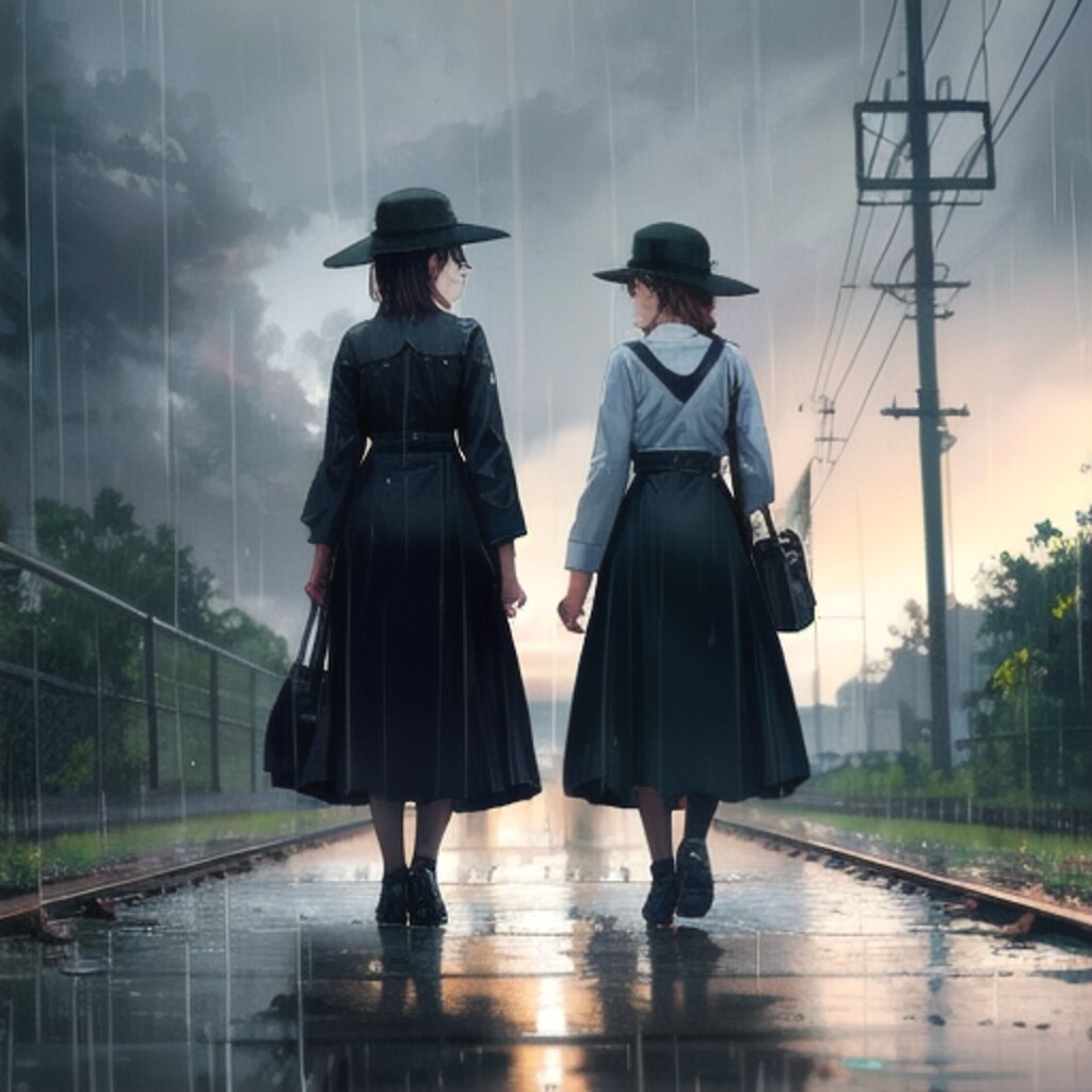 雨の中を歩く
