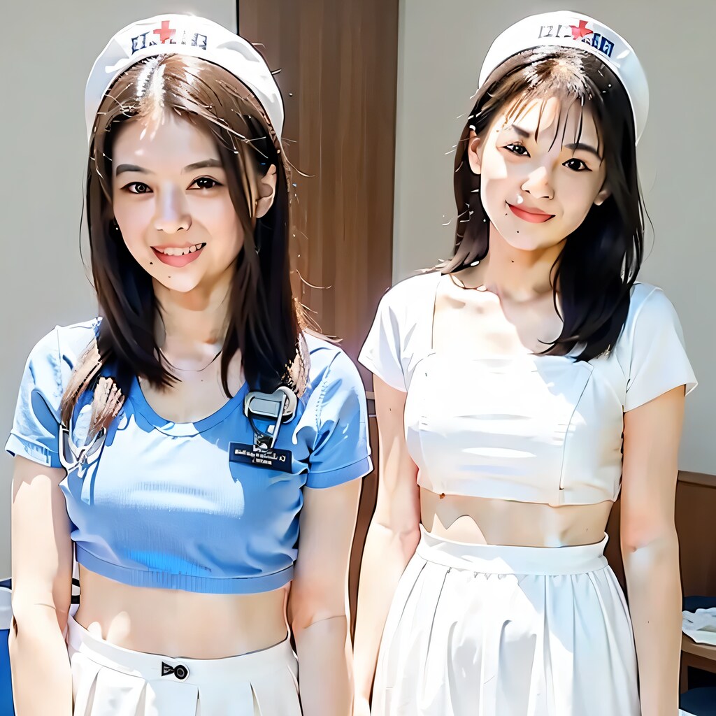 黒髪ロングで看護服の美女１１