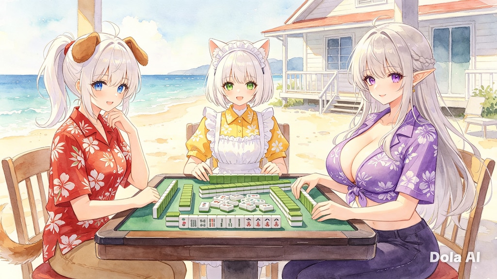 海の家で麻雀！