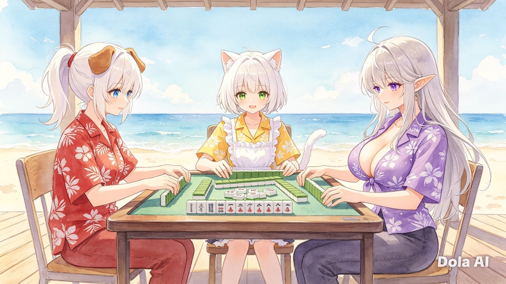 海の家で麻雀！
