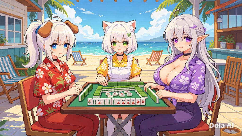 海の家で麻雀！