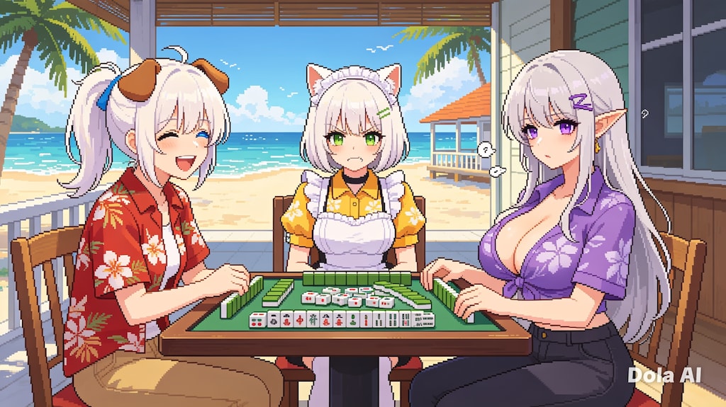 海の家で麻雀！