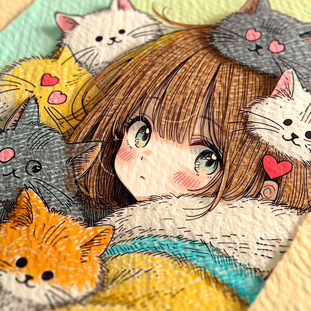 猫まみれ、幸せまみれ | の人気AIイラスト・グラビア