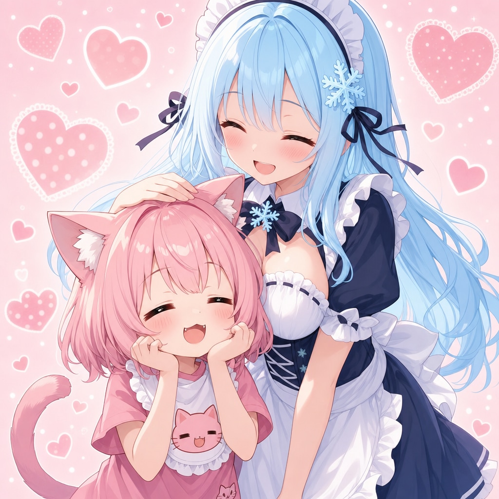スーパーメイドちゃんに「なでなで」されるうちのねこ。 | の人気AIイラスト・グラビア