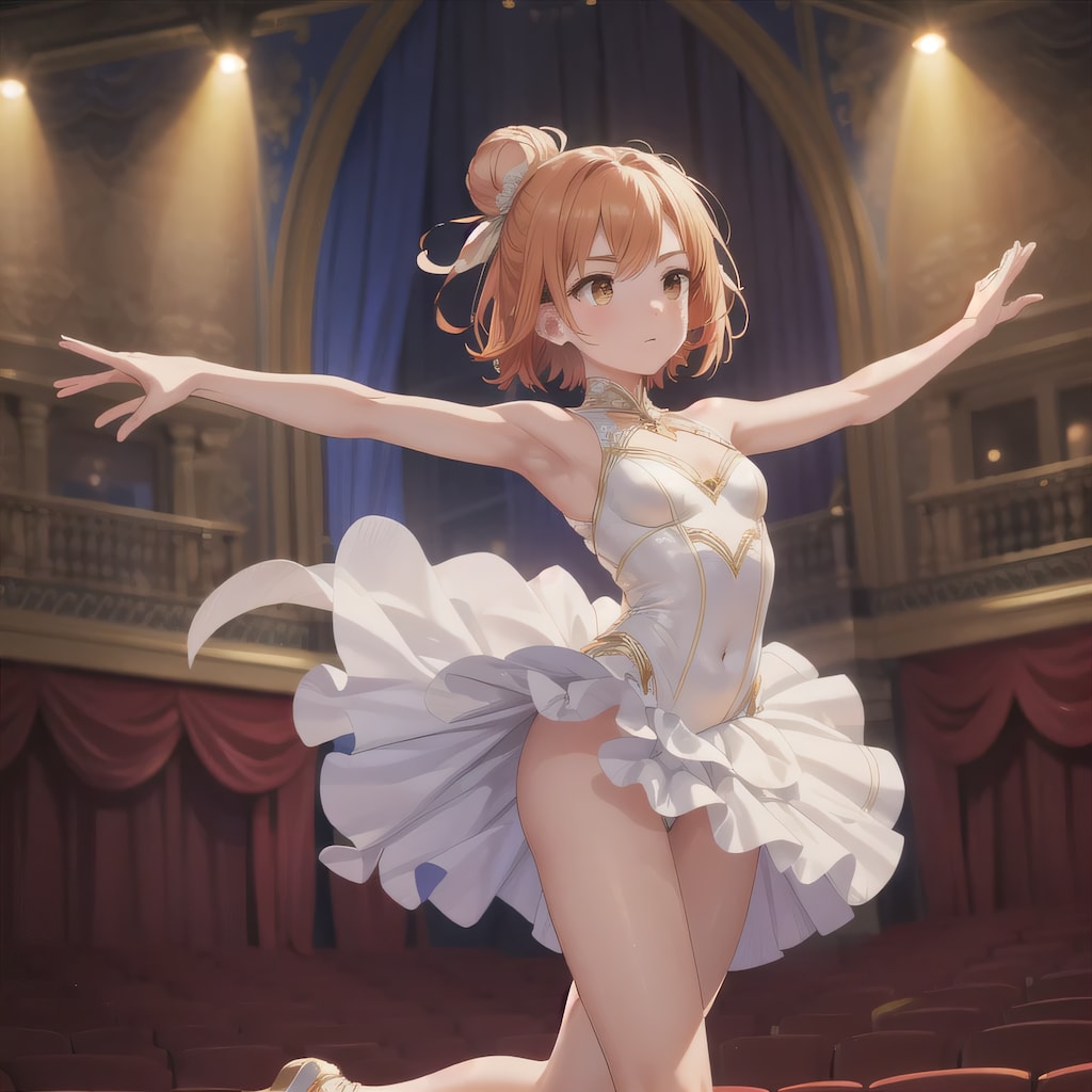 茶髪シニヨンで演劇の少女