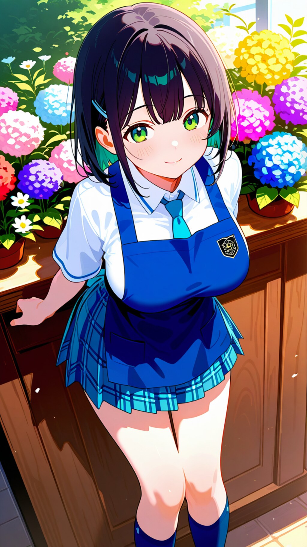 花屋でバイトしている黒髪JKさん